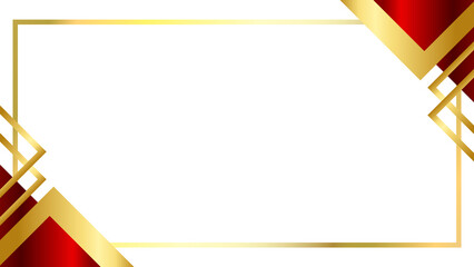 Modern Gold Frame with Abstract Red and Gold Corners Background