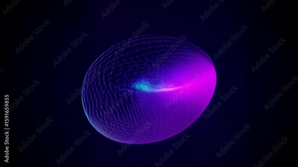 Poster vibrant 3d abstract sphere with flowing lines and glowing particles against a dark background