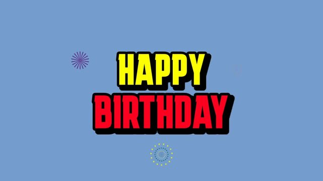 Happy Birthday Greeting Animation with 3 Screen Animated Roto Sticker Icons and Animated Speed Line Stickers Located on Happy Birthday Greeting Text
