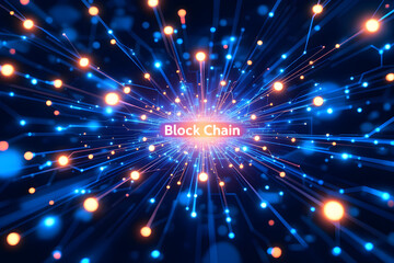 Obraz premium Digital Network Blockchain Technology Conceptual Illustration