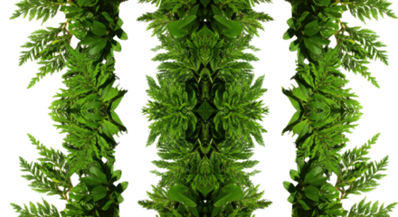 Abstract Green Fern Leaf Symmetrical Pattern on White Background