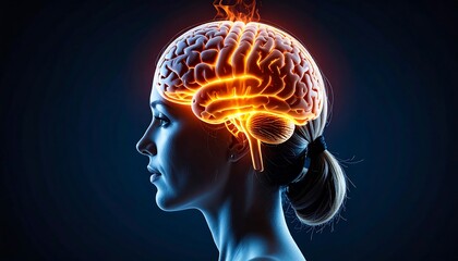 Obraz premium Brain on fire, profile view
