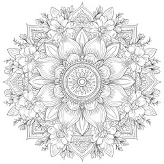 A book of coloring pages for adults containing seamless abstract patterns in black and white with circular designs