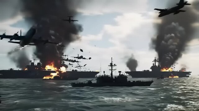 Naval Air Attack with War, and Ocean.