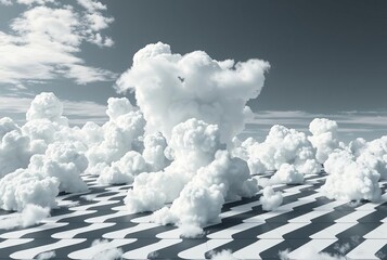 Op Art Grid Clouds Clouds rendered as part of an optical illusio
