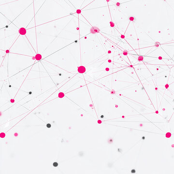 Abstract Network of Pink Connections and Nodes on a Light Background