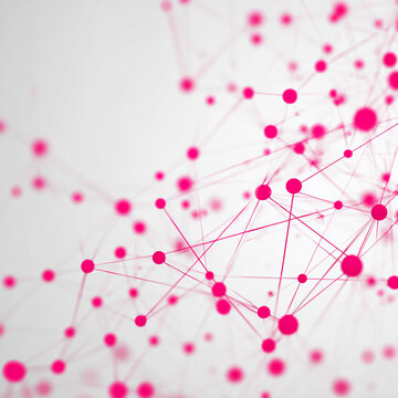 Abstract Network of Pink Connections and Nodes on a Light Background