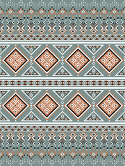 Geometric pixel ethnic pattern seamless oriental traditional design floral background wallpaper carpet clothing wrapping vector illustration texture fabric print