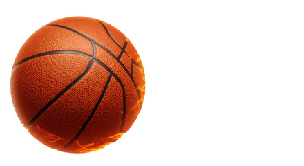 Fototapeta premium Burning Orange Basketball Isolated on White Background with Intense Fire Effect
