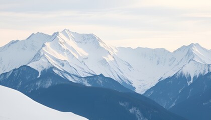 Snow covered Mountains Majestic peaks blanketed in snow exuding