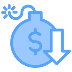 Financial Crisis Blue Icon