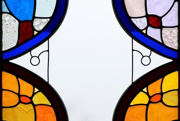 Stained Glass Colored glass pieces assembled to form decorative