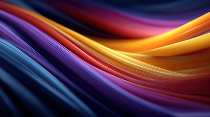 Wavy, abstract multicolored bands flow smoothly with gradient changes in light