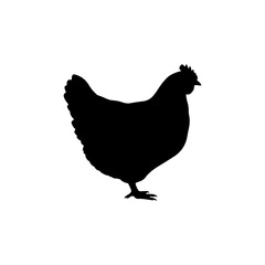 Black hen silhouette vector flat illustration design.