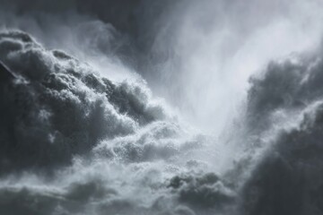 Obraz premium Powerful water cascading, dramatic clouds