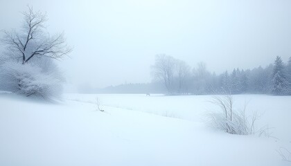 Obraz premium Winter's Serenity A calm and peaceful snowy landscape symbolizin