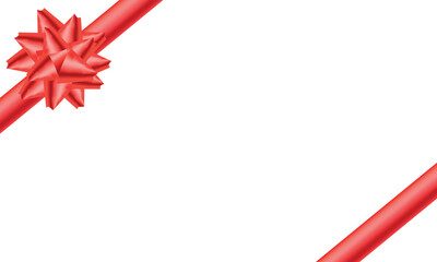 White background with red ribbon and bow