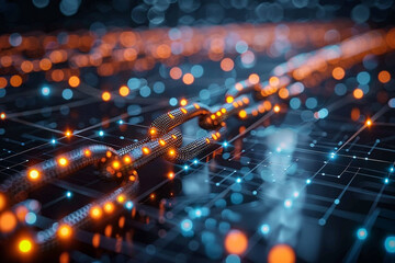 Digital blockchain network abstract background  