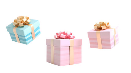 Des cadeaux de couleurs avec des confetti sur fond transparent