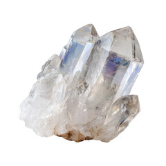 Fototapeta premium Isolated Clear Quartz Crystal Cluster on White Background for Natural and Mineral Photography