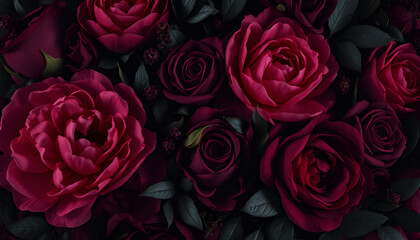 Dark Floral Background With Moody Peonies And Dramatic Shadows