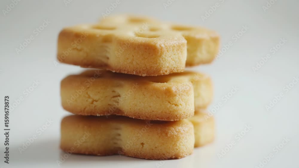 Poster three cookies stacked on top of each other. the cookies are all the same size and shape. they are al