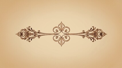 Symmetrical flourish extending across parchment background, with decorative scrollwork ornament