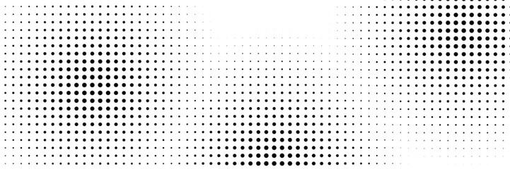 Grunge halftone gradient background. Faded grit noise texture. White and black sand wallpaper. Retro pixelated backdrop. Anime or manga style comic overlay. Vector graphic design textured template