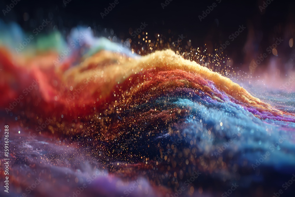 Poster abstract colorful motion design with particles