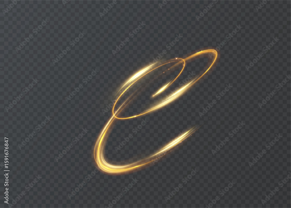 Poster golden vector light line in the form of a rotating spiral on a transparent background. ideal for mag