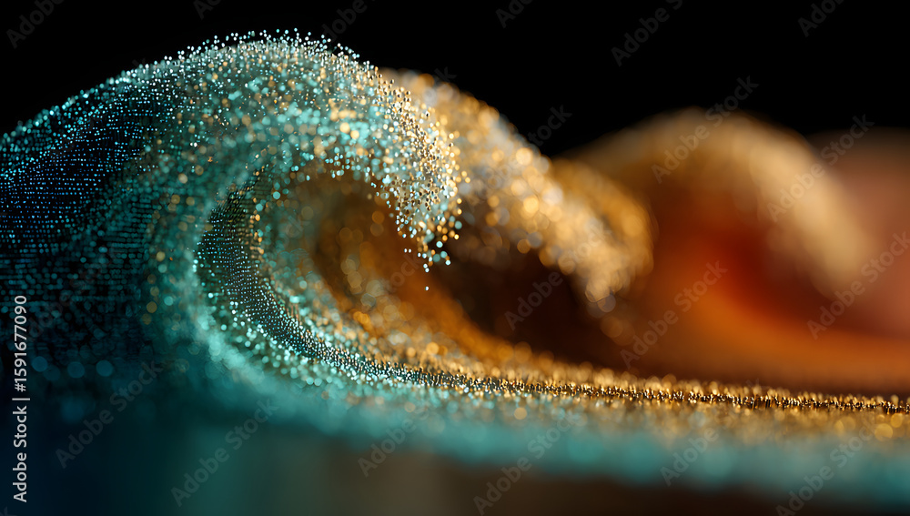 Aufkleber colorful, abstract image of a wave made up of binary code. concept of movement and energy, as well a