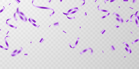 Amazing purple confetti background zigzag down for celebration. Vector illustration of festive decoration.