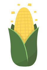 Ripe Sweet Corn Vegetable Isolated Icon for Healthy Food and Harvest