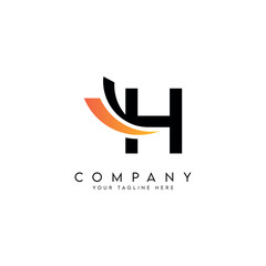 Modern H Letter Logo with Swoosh Symbol Minimal Vector Design.