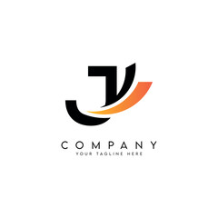 Modern J Letter Logo with Swoosh Symbol Minimal Vector Design.
