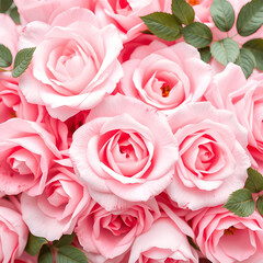Soft Pink Floral Background With Watercolor Blooming Roses Design