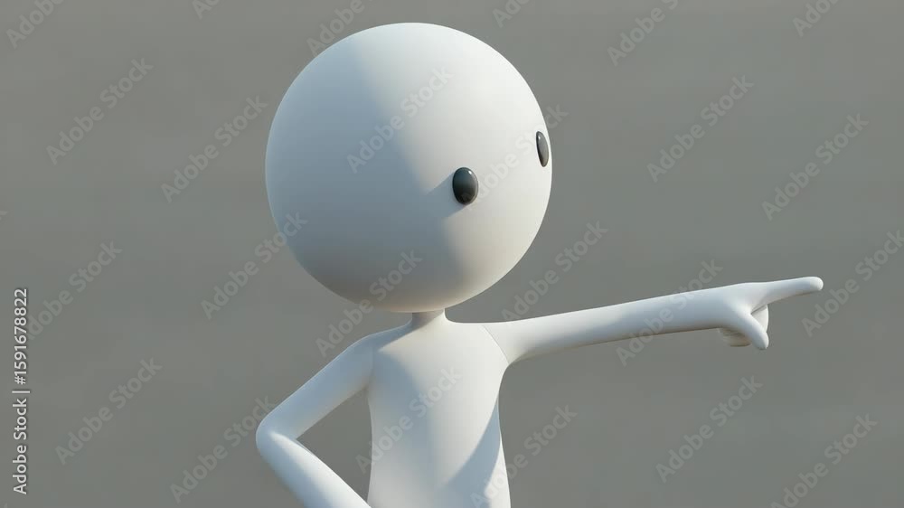 Aufkleber 3d rendering of a white humanoid figure with modern design, pointing its finger. ideal for use as a 