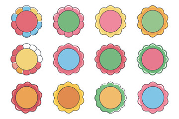 Colorful Easter eggs vector illustration set with a vintage round label design