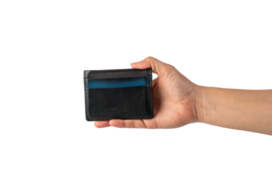 Card holder wallet in hand on transparent background - Powered by Adobe
