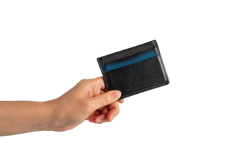 Card holder wallet in hand on transparent background