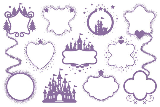 A set of vintage wedding labels and elements features decorative borders, cute pink tags, and retro invitation card design vectors