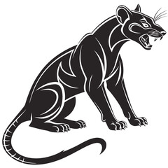 Obraz premium A black panther sits and roars, displaying its fierce nature