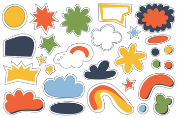 Vector set of autumn weather icons: sun, cloud, rain, moon, snow, storm, wind, lightning, and snowflake symbols for meteorology and climate forecast design