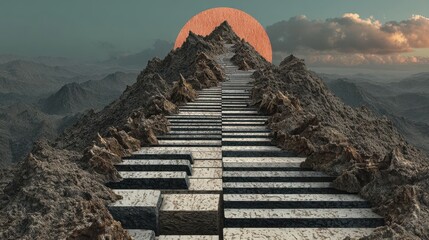 Surreal Mountain Piano Pathway