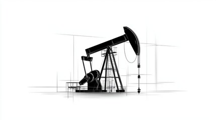 Oil Pump Jack Illustration for Energy Industry and Mining Sector