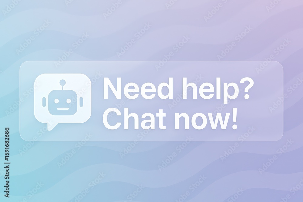 Poster an inviting chat bubble graphic featuring the message need help? chat now! the image is designed wit