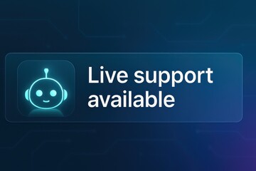 A modern and digital illustration depicting a chat bot icon signaling live support availability. Emphasizing customer support service with a sleek, tech-focused graphic.