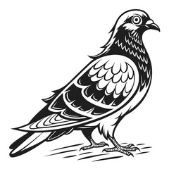 Fototapeta premium A stylized pigeon bird standing with detailed feathers