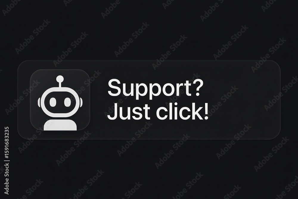 Aufkleber a captivating call to action with a charming robot icon invites viewers to seek immediate assistance
