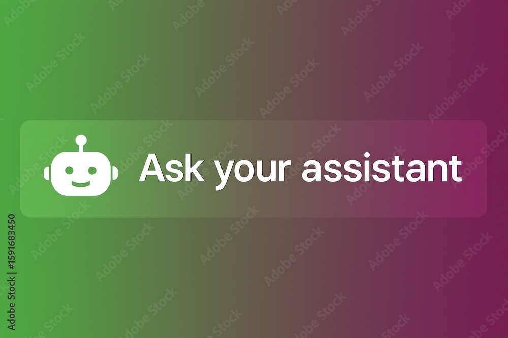 Poster an engaging interface button beckons the user to seek assistance, with an inviting robot icon and en